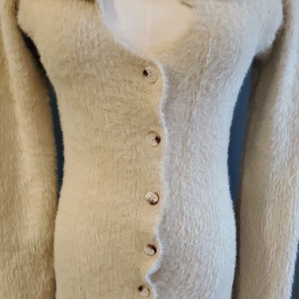 Emory Park Cream Fuzzy  Long Cardigan Sweater - Picture 5 of 10